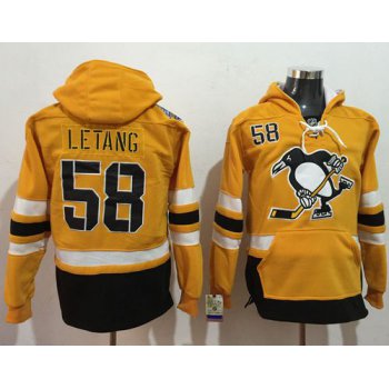 Penguins #58 Kris Letang Gold Sawyer Hooded Sweatshirt 2017 Stadium Series Stitched NHL Jersey