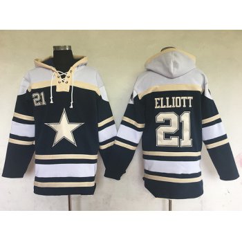 Men's Dallas Cowboys #21 Ezekiel Elliott Navy Blue Team Color Stitched NFL Hoodie