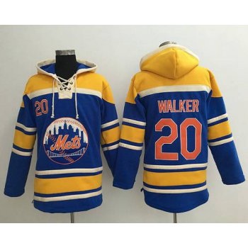 Men's New York Mets #20 Neil Walker Blue With Orange Baseball MLB Hoodie