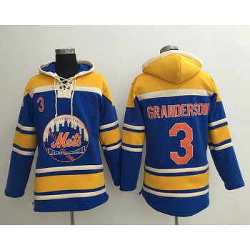 Men's New York Mets #3 Curtis Granderson Blue With Orange Baseball MLB Hoodie