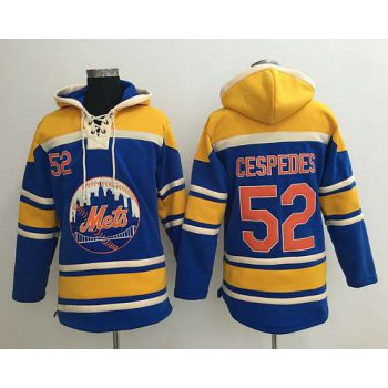 Men's New York Mets #52 Yoenis Cespedes Blue With Orange Baseball MLB Hoodie