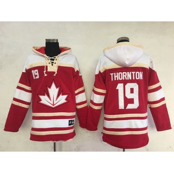 Men's Team Canada #19 Joe Thornton 2016 World Cup of Hockey Red Stitched Old Time Hockey Hoodie