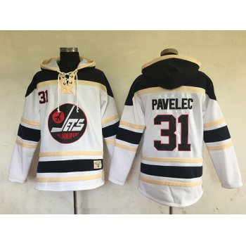 Men's Winnipeg Jets #31 Ondrej Pavelec White 2017 Winter Classic Stitched NHL Old Time Hockey Hoodie