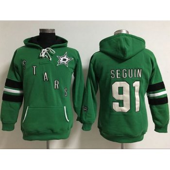 Dallas Stars #91 Tyler Seguin Green Women's Old Time Heidi Hoodie NHL Hoodie