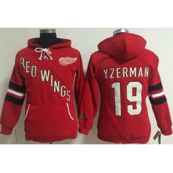 Detroit Red Wings #19 Steve Yzerman Red Women's Old Time Heidi NHL Hoodie