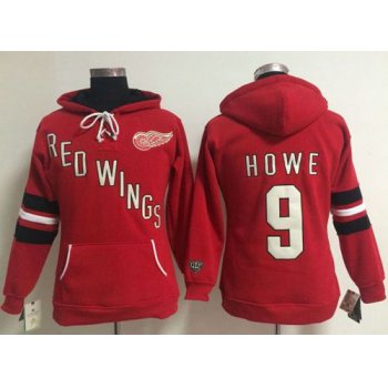 Detroit Red Wings #9 Gordie Howe Red Women's Old Time Heidi NHL Hoodie