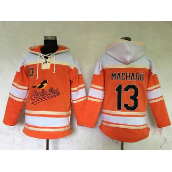 Men's Baltimore Orioles #13 Manny Machado Orange Baseball MLB Hoodie