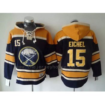 Men's Buffalo Sabres #15 Jack Eichel Old Time Hockey Navy Blue Hoodie