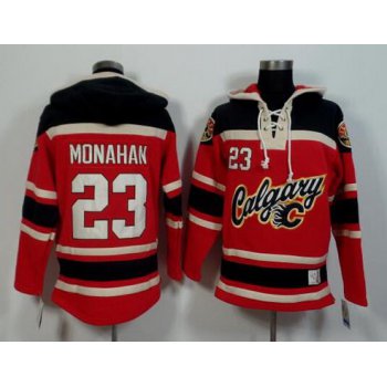 Men's Calgary Flames #23 Sean Monahan Old Time Hockey 2015 Red Hoodie