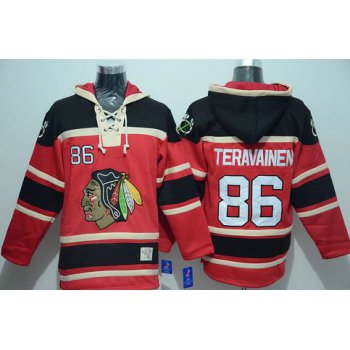 Men's Chicago Blackhawks #86 Teuvo Teravainen Old Time Hockey Red Hoodie