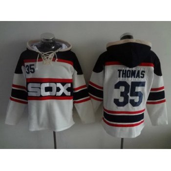 Men's Chicago White Sox #35 Frank Thomas White Pullover Hoodie