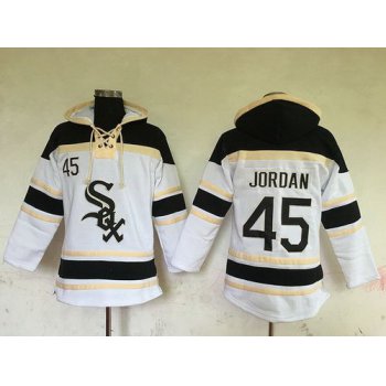 Men's Chicago White Sox #45 Michael Jordan Retired White Baseball MLB Hoodie