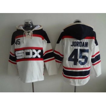 Men's Chicago White Sox #45 Michael Jordan White Pullover Hoodie