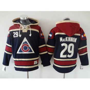 Men's Colorado Avalanche #29 Nathan MacKinnon Old Time Hockey 2015 Navy Blue Hoodie