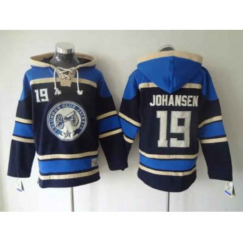 Men's Columbus Blue Jackets #19 Ryan Johansen Old Time Hockey Navy Blue Hoodie