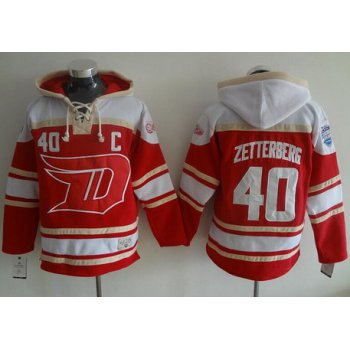 Men's Detroit Red Wings #40 Henrik Zetterberg Old Time Hockey 2016 Stadium Series Red Hoodie