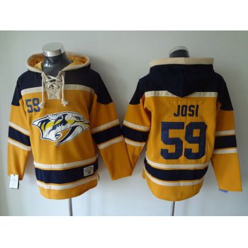 Men's Nashville Predators #59 Roman Josi Old Time Hockey Yellow Hoodie