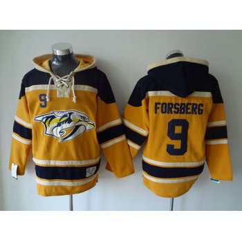 Men's Nashville Predators #9 Filip Forsberg Old Time Hockey Yellow Hoodie