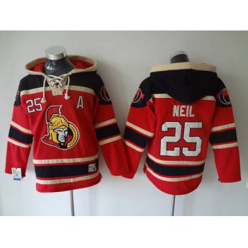 Men's Ottawa Senators #25 Chris Neil Old Time Hockey Red Hoodie