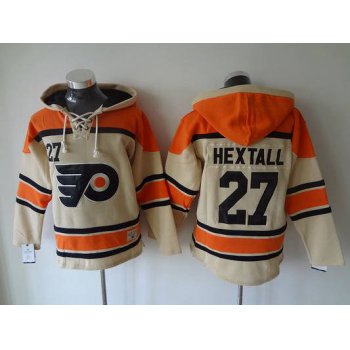 Men's Philadelphia Flyers #27 Ron Hextall Old Time Hockey Cream Hoodie