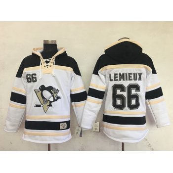 Men's Pittsburgh Penguins #66 Mario Lemieux White Old Time Hockey Hoodie