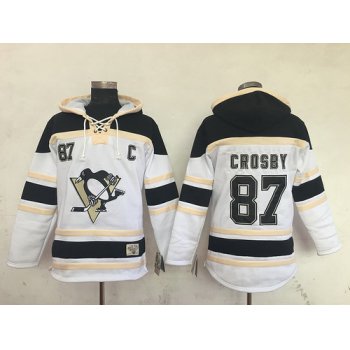 Men's Pittsburgh Penguins #87 Sidney Crosby White Old Time Hockey Hoodie