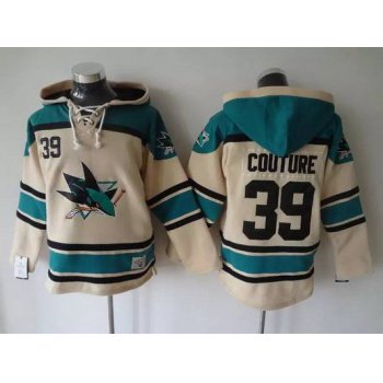 Men's San Jose Sharks #39 Logan Couture Old Time Hockey Cream Hoodie