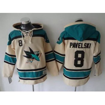 Men's San Jose Sharks #8 Joe Pavelski Old Time Hockey Cream Hoodie