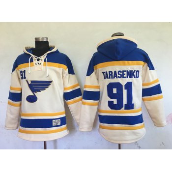 Men's St. Louis Blues #91 Vladimir Tarasenko Cream Old Time Hockey Hoodie