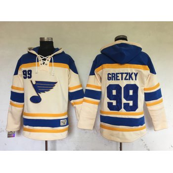 Men's St. Louis Blues #99 Wayne Gretzky Cream Old Time Hockey Hoodie