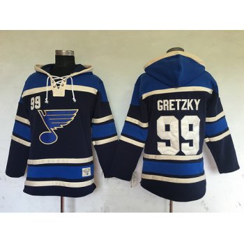 Men's St. Louis Blues #99 Wayne Gretzky Navy Blue Old Time Hockey Hoodie