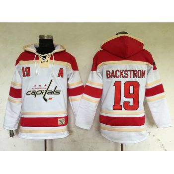 Men's Washington Capitals #19 Nicklas Backstrom White Old Time Hockey Hoodie