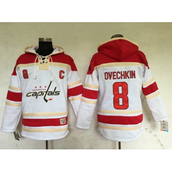 Men's Washington Capitals #8 Alex Ovechkin White Old Time Hockey Hoodie