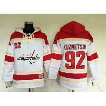 Men's Washington Capitals #92 Evgeny Kuznetsov White Old Time Hockey Hoodie