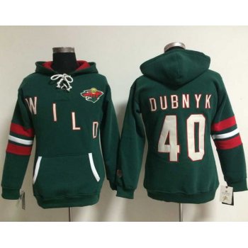 Minnesota Wild #40 Devan Dubnyk Green Women's Old Time Heidi NHL Hoodie