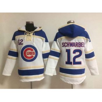 Men's Chicago Cubs #12 Kyle Schwarber Home White MLB Hoodie