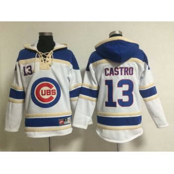 Men's Chicago Cubs #13 Starlin Castro White Hoodie