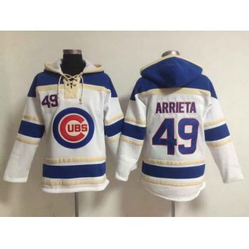 Men's Chicago Cubs #49 Jake Arrieta Home White MLB Hoodie