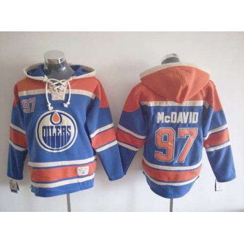 Men's Edmonton Oilers #97 Connor McDavid Old Time Hockey Royal Blue Hoodie