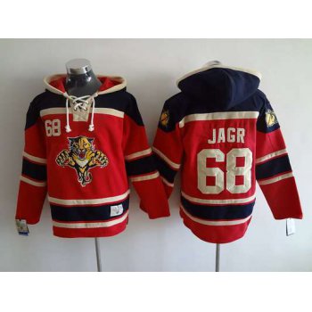 Men's Florida Panthers #68 Jaromir Jagr Old Time Hockey Red Hoodie