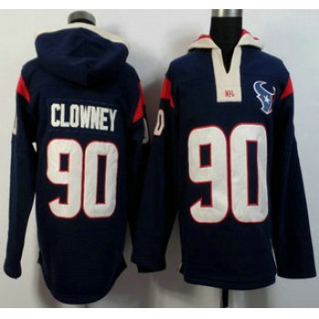 Men's Houston Texans #90 Jadeveon Clowney Navy Blue Team Color 2015 NFL Hoody