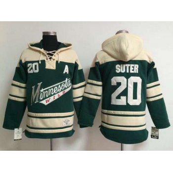 Men's Minnesota Wild #20 Ryan Suter Old Time Hockey Green Hoodie