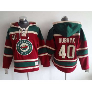 Men's Minnesota Wild #40 Devan Dubnyk Old Time Hockey Red Hoodie