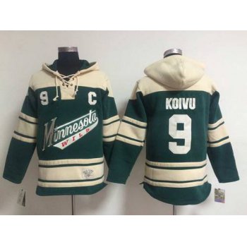 Men's Minnesota Wild #9 Mikko Koivu Old Time Hockey Green Hoodie