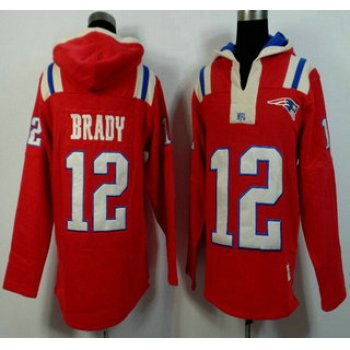 Men's New England Patriots #12 Tom Brady Red Alternate 2015 NFL Hoody