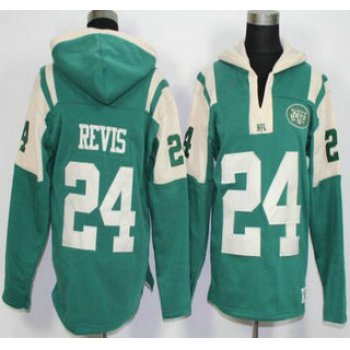 Men's New York Jets #24 Darrelle Revis Green Team Color 2015 NFL Hoodie