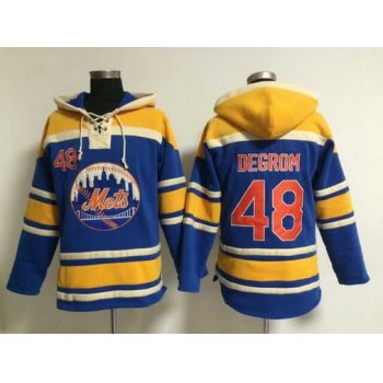 Men's New York Mets #48 Jacob DeGrom Alternate Blue MLB Hoodie