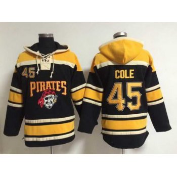 Men's Pittsburgh Pirates #45 Gerrit Cole Alternate Black MLB Hoodie