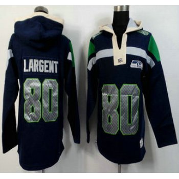 Men's Seattle Seahawks #80 Steve Largent Navy Blue Team Color 2015 NFL Hoody