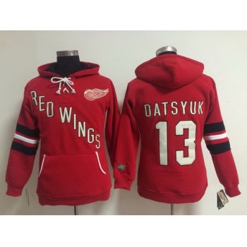 Old Time Hockey Detroit Red Wings #13 Pavel Datsyuk Red Womens Hoodie